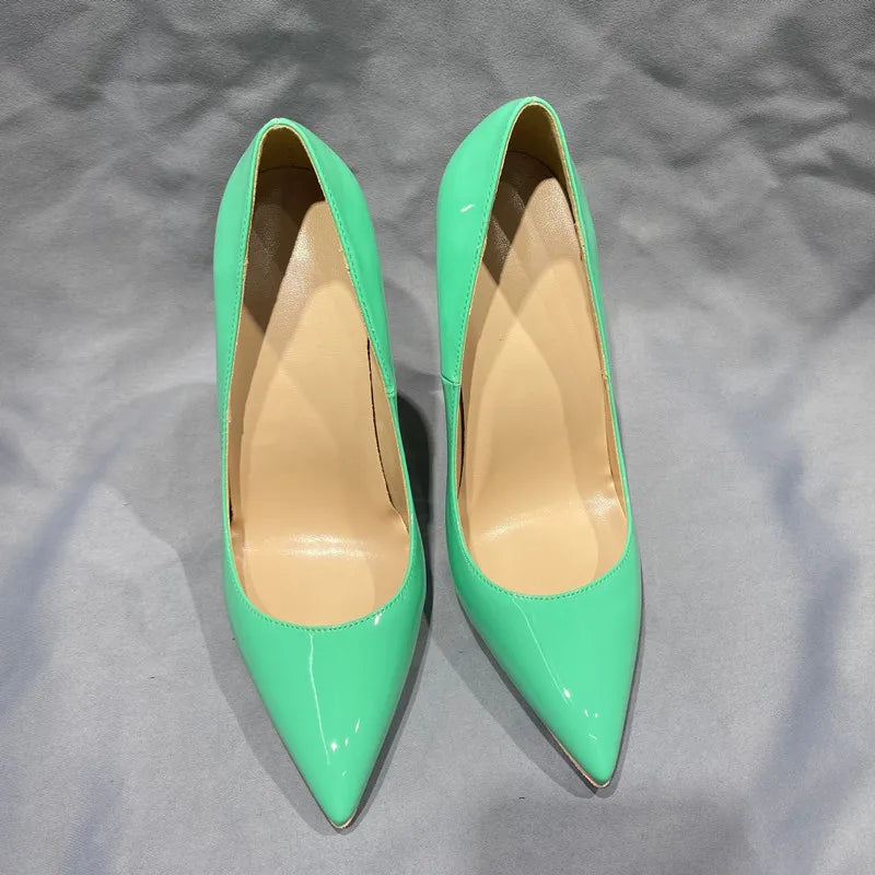 Green Patent Women Pointy Toe High Heels