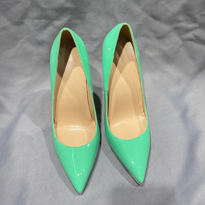 Green Patent Women Pointy Toe High Heels
