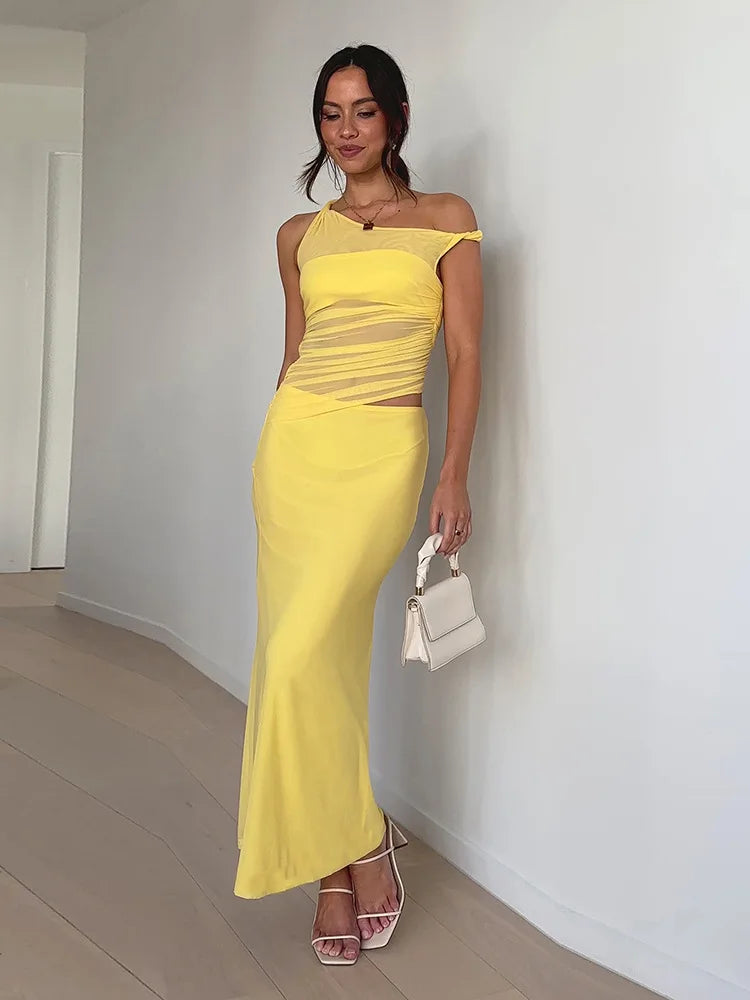 Ruffled Slim Knitted Retro Maxi Dress