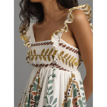 Sweet Ruffle A-Line Mini Floral Dress