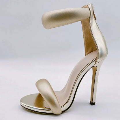 Soft Cozy Leather Ankle Wrap Zip Sandal for Women