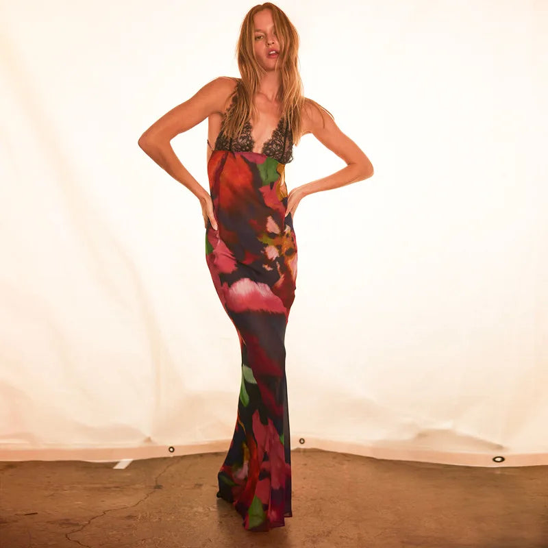 Fish Tail Sleeveless Floral Dress