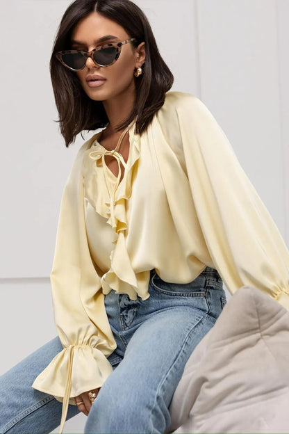 | Satin Ruffle Blouse