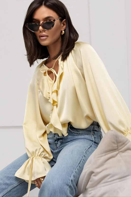 | Satin Ruffle Blouse