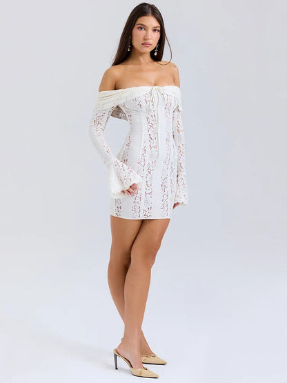 Lace Strapless Long Sleeve Bodycon Dress