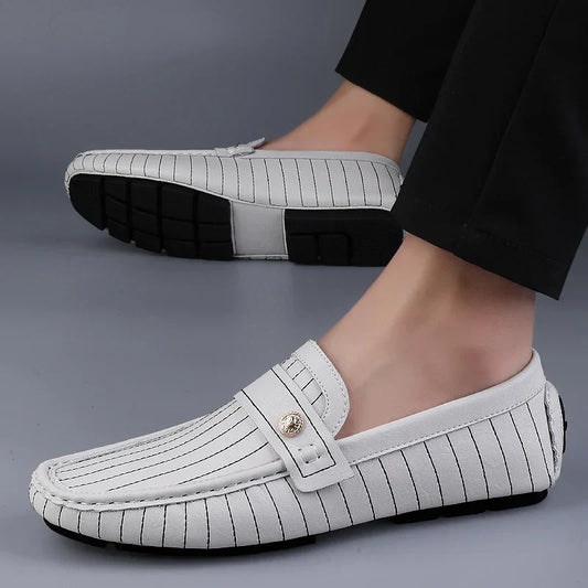 Maison Leather Loafers | Pinstripe Detailing