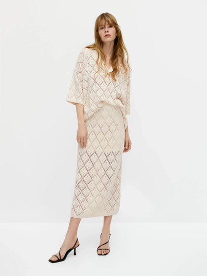 Slim Flowy Crocheted Hollow Skirt