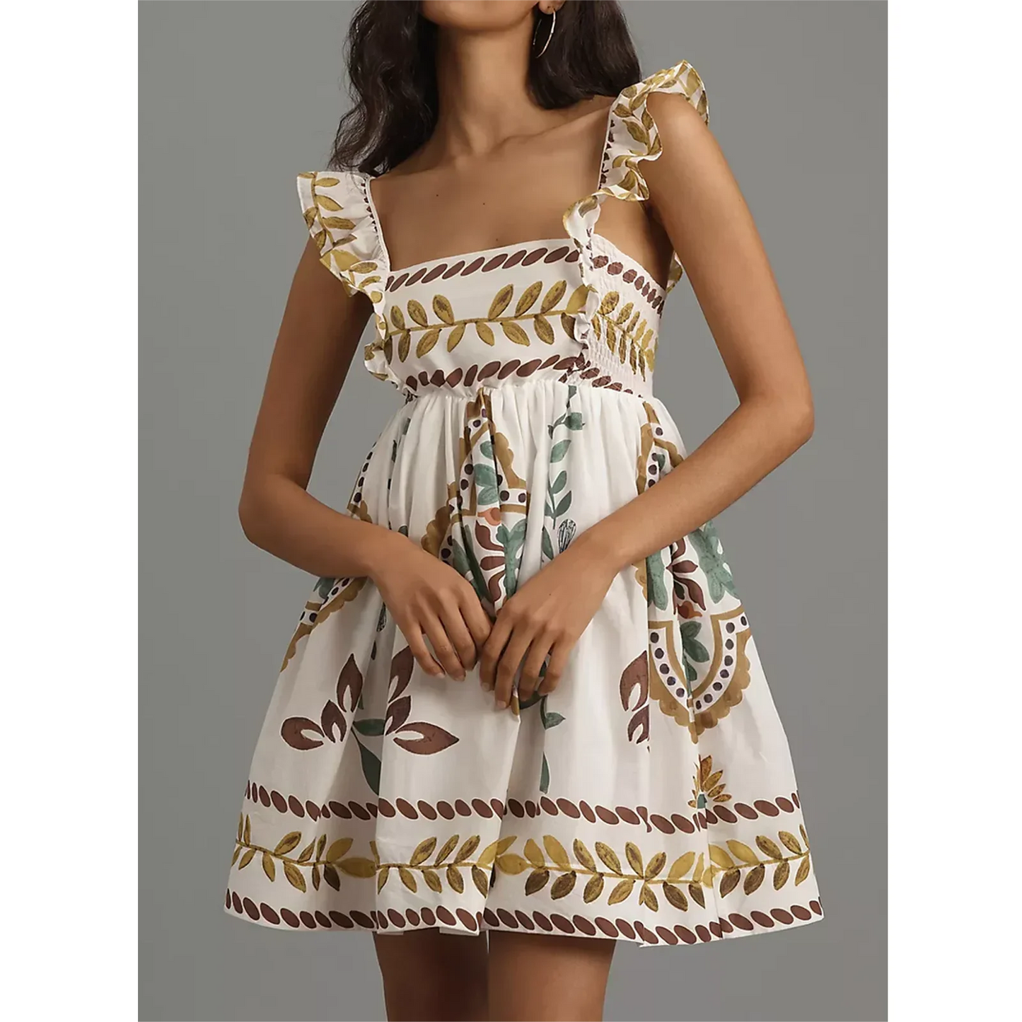 Sweet Ruffle A-Line Mini Floral Dress