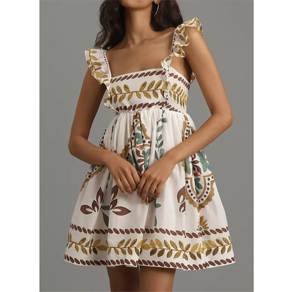 Sweet Ruffle A-Line Mini Floral Dress
