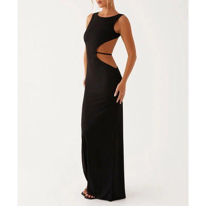 Solid Color Sleeveless Boa Bodycon Dress