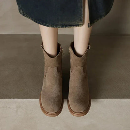 | Leather Zipper Boots