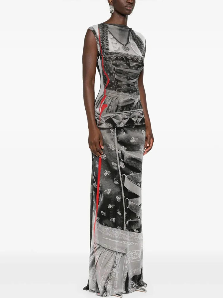 Animal Print O-neck Sheath Party Dress
