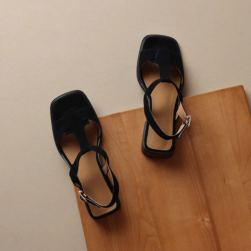 | Suede T-Strap Sandals