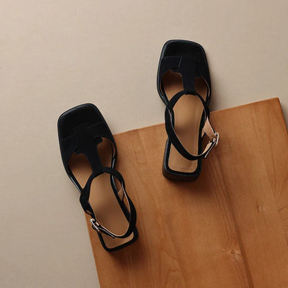 | Suede T-Strap Sandals