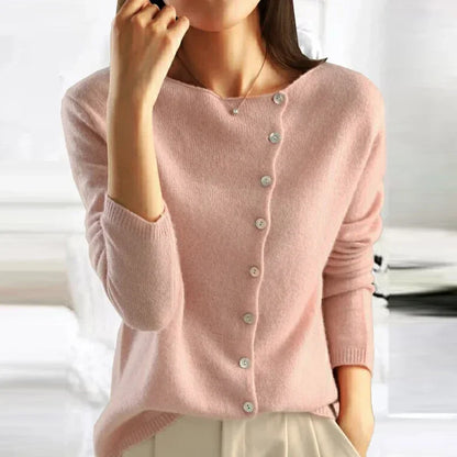 | Asymmetric Button Sweater