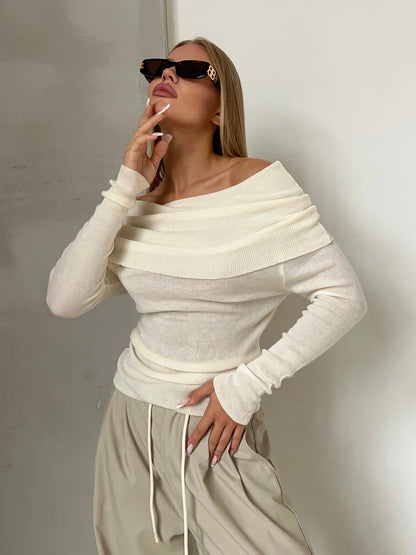 | Off-Shoulder Knit Top