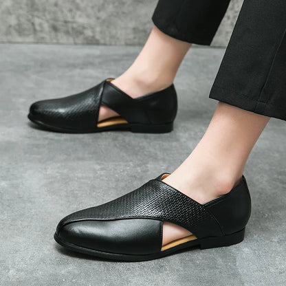 Genuine Leather Loafers | Cross-Strap Detail | Slip-On