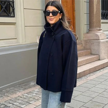 Stylish Versatile Jacket Stand-collar Women's Classic Casual Mature Elegant 2025 Autumn Coat Trend Edgy High-quality Street Wear