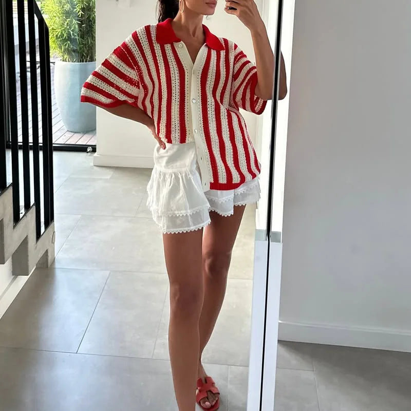 Office Rib V-Neck Knit Top