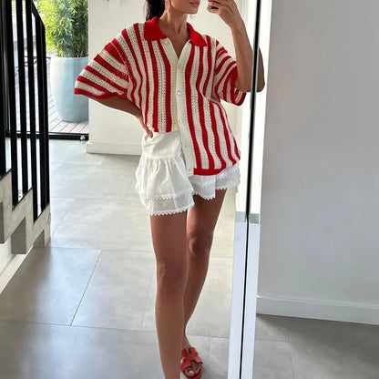 Office Rib V-Neck Knit Top