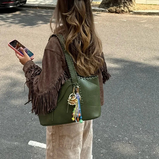 Tassel Faux Suede Vintage Coat
