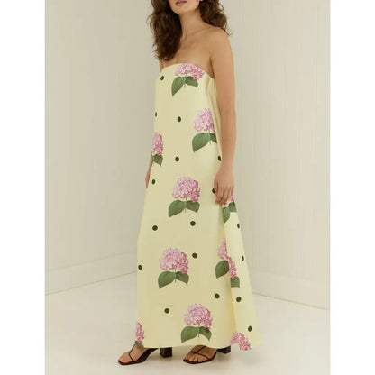 Strapless Floral A-Line Vacation Dress
