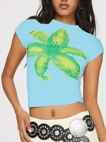 Floral Slim Fit Casual Street T-shirt