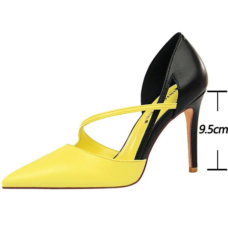 Sweet High-heels Pointed Women Pumps Sexy Party Shoes Summer Stiletto High Heel Hollow Out