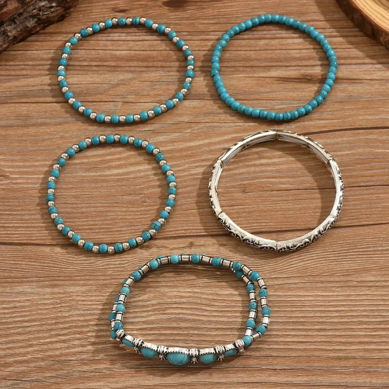 Women's Elegant Layered Turquoise Beaded Bracelet – Multi-Strand Wrist Jewelry
