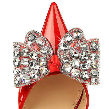 Women's Rhinestone Bowknot High Heel Sandals Summer Pumps