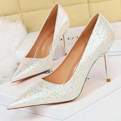 Slivery Golden Wedding Shoes Women Pumps Sexy High Heels