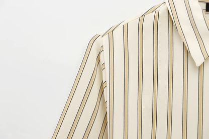 | Striped Button-Up Blouse