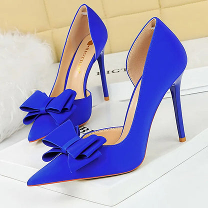 Bowknot Women Pumps High Heels Sexy Party Stilettos Office Shoes
