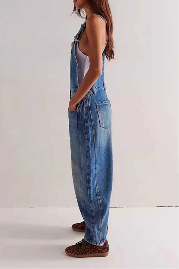 | Wide-Leg Denim Overalls