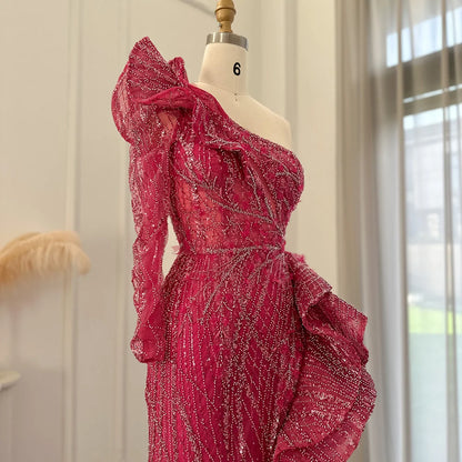 One-Shoulder Side Slit Mermaid Formal Dresses