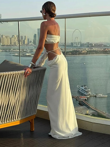 Tube Top Long Skirt Casual Two Piece Set