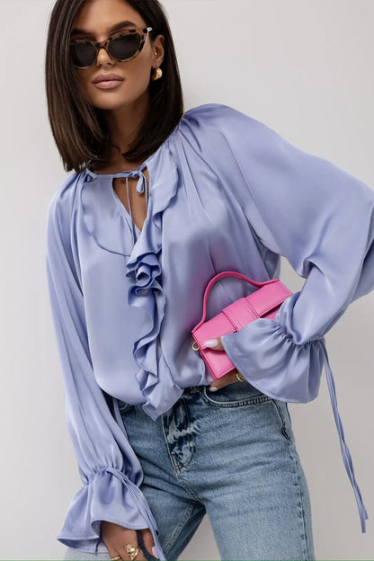 | Satin Ruffle Blouse