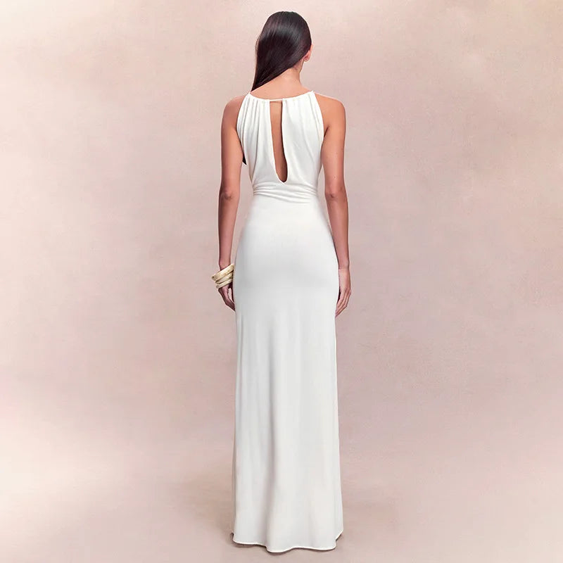 Hollow Lace Up Backless High-Waist Prom Dress