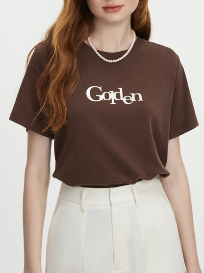 Letter Printed Shoulder Casual T-shirt