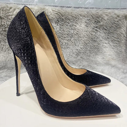 Mint Green Crocodile Effect Pointy Toe High Heel Shoes for Women