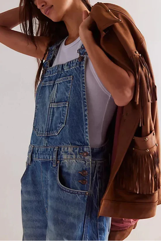 | Wide-Leg Denim Overalls