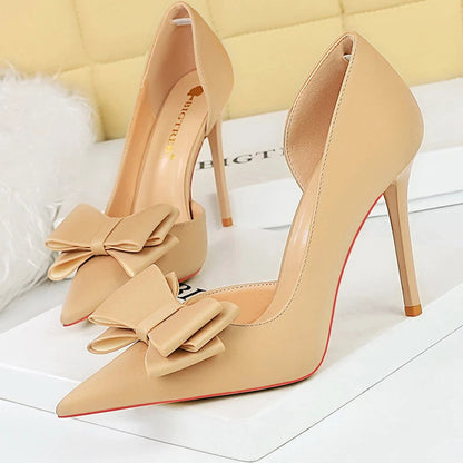 Bowknot Women Pumps High Heels Sexy Party Stilettos Office Shoes