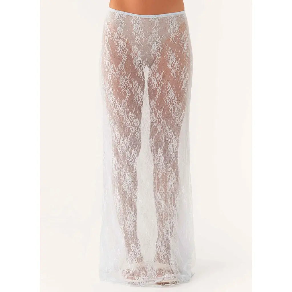 Y2K Floral Lace Sheer Long Skirt