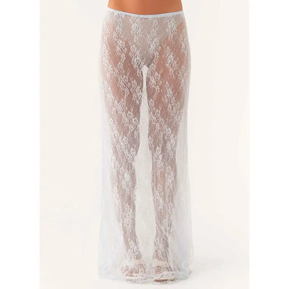 Y2K Floral Lace Sheer Long Skirt