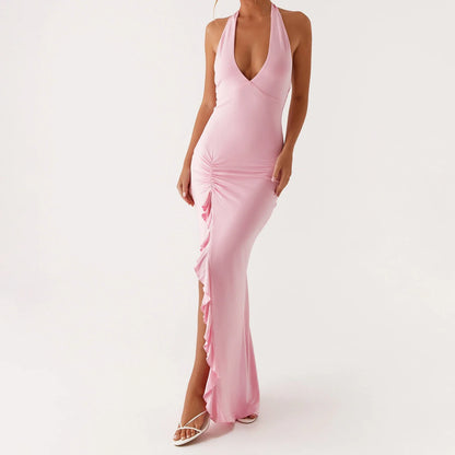 Lace Halter V-Neck Slim So Bodycon Dress