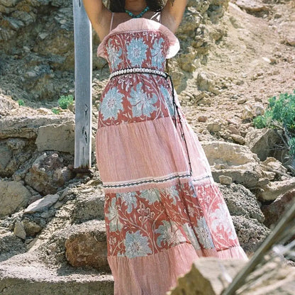 Smocked Floral Spaghetti Slip Vacation Dress