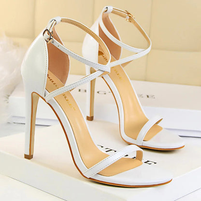 Open Toe High Heels Patent Leather Women Stiletto 11cm 7.5cm
