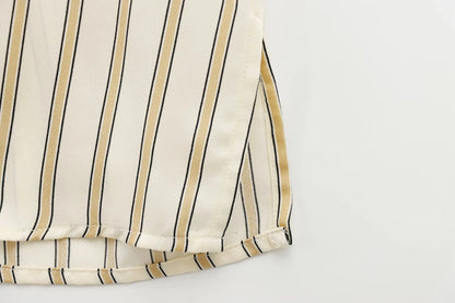 | Striped Button-Up Blouse