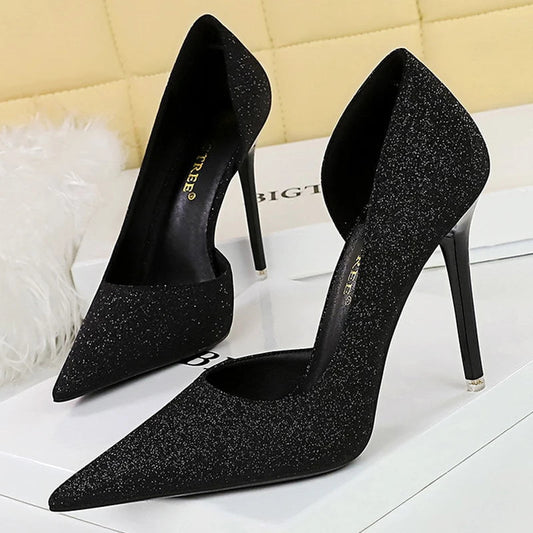 Sequin Cloth High Heel Stilettos for Retro Women Party