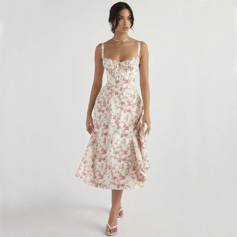 Halter Solid High-End Floral Dress